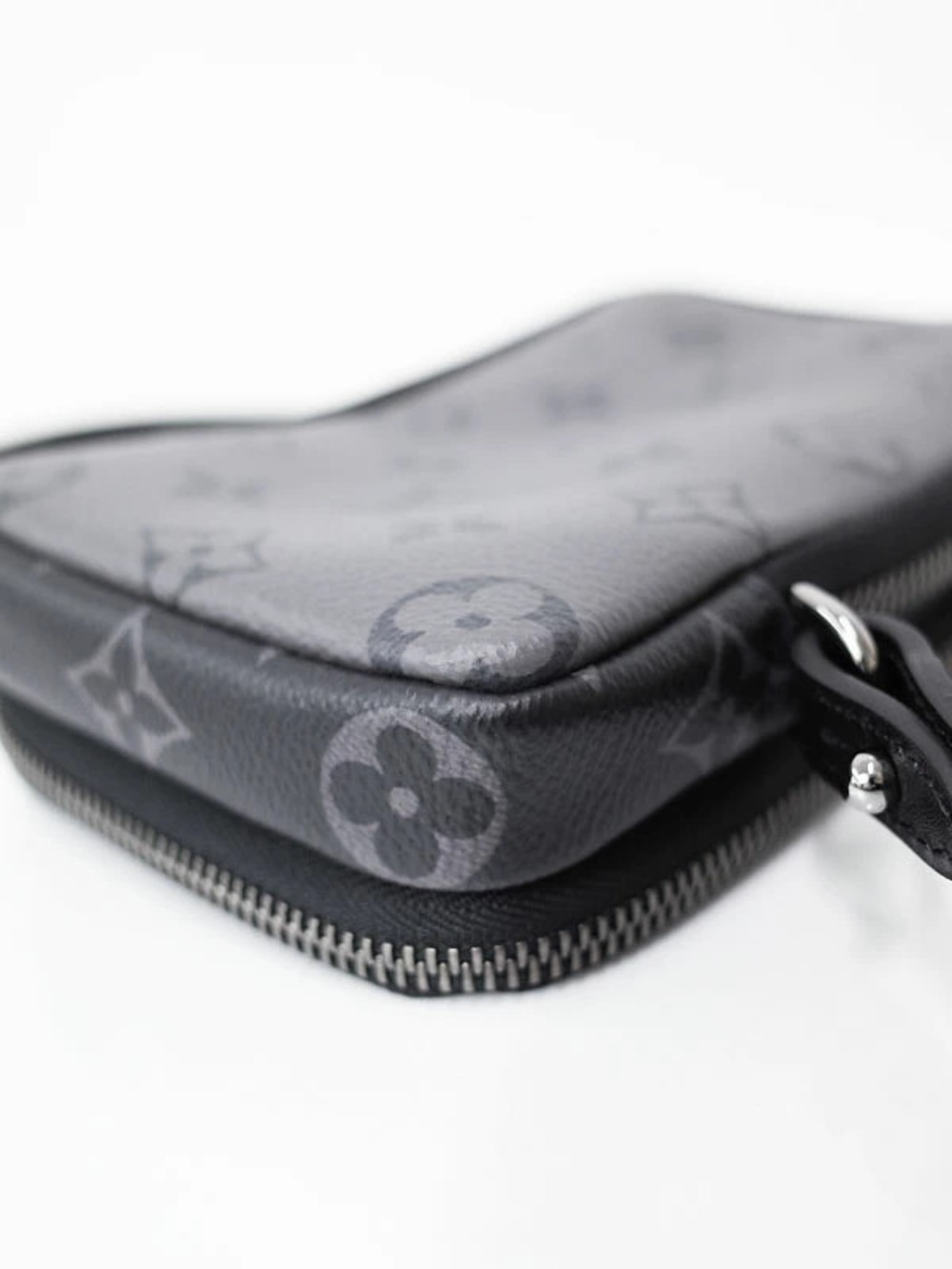 Louis Vuitton Monogram Eclipse Black Double Phone Pouch Clutch Shoulder Bag - Picture 8 of 9